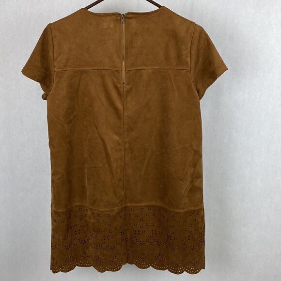 Taylor & Sage Brown Shift Dress Faux Suede Cutouts Large - Picture 5 of 13